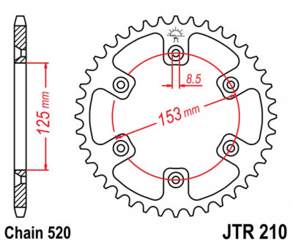 JT lánckerék  JTR210.38