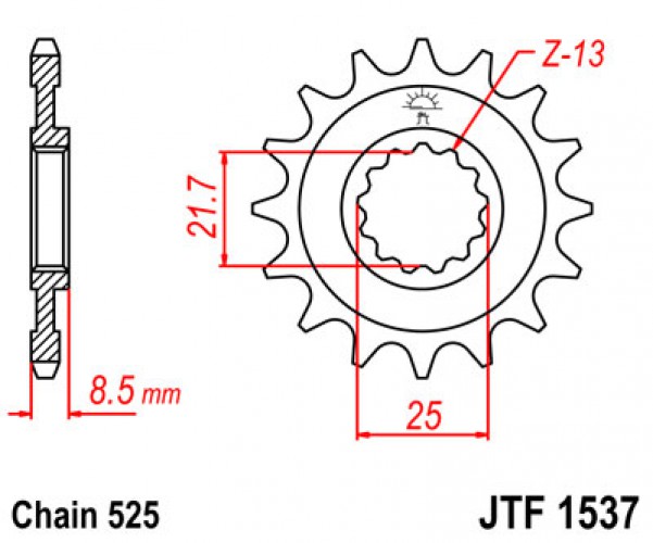 JTF1537 típusú első lánckerék