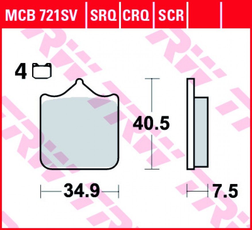 TRW MCB721 SRQ fékbetét - Szinteres (Racing)