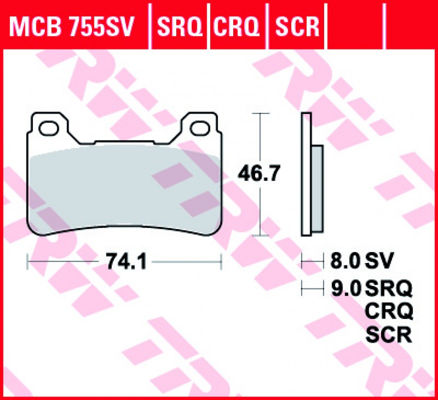 TRW MCB755 SRQ fékbetét - Szinteres (Racing)