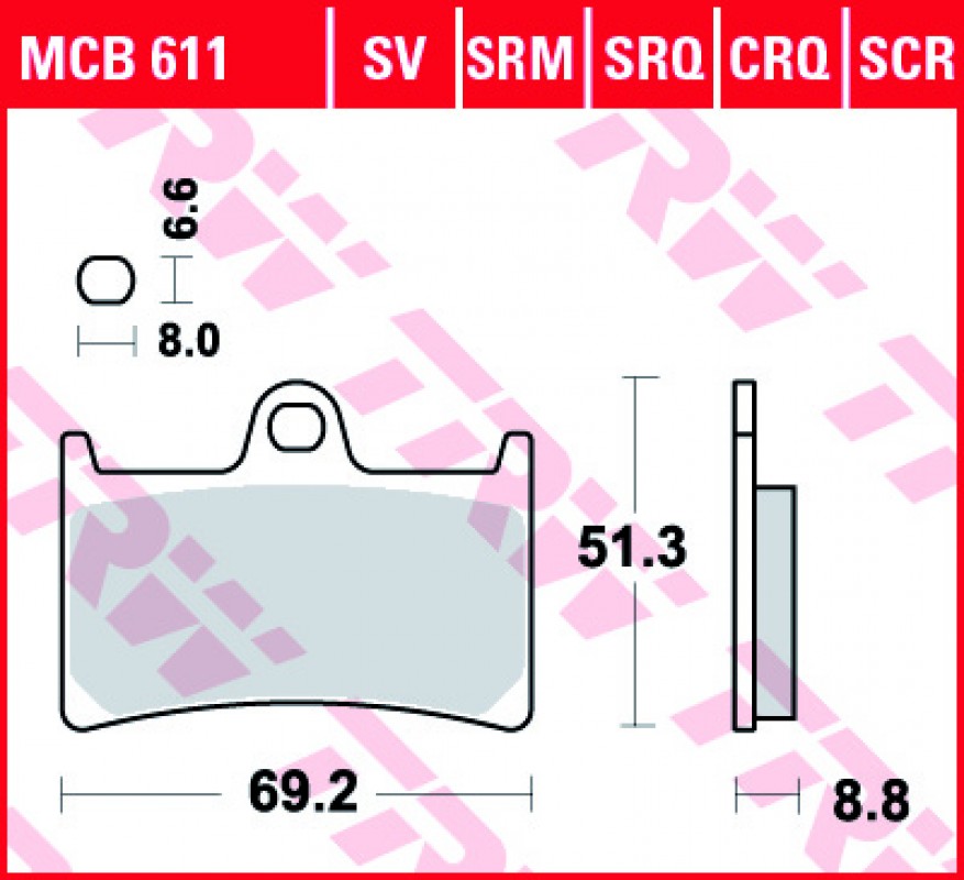 TRW MCB611 SRQ fékbetét - Szinteres (Racing)