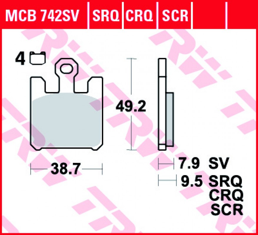 TRW MCB742 SRQ fékbetét - Szinteres (Racing )