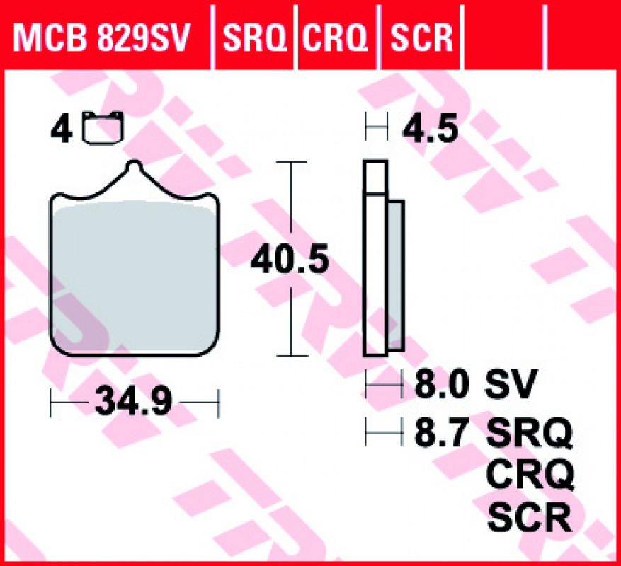 TRW MCB829 SRQ fékbetét - Szinteres (Racing)